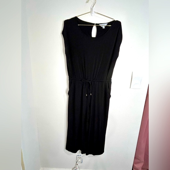 Market & Spruce Black Jumpsuit Size Large Sleeveless Tie Waist Cropped Wide Leg - Picture 2 of 9